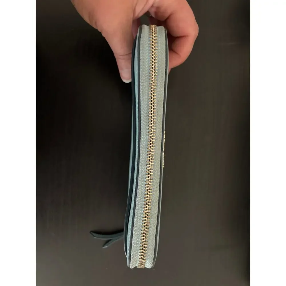 Kate Spade Leather Wallet Light Blue Zip Around